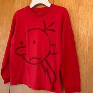 Diary of a Wimpy Kid Greg Hefley long sleeve cotton tee shirt red no side seams